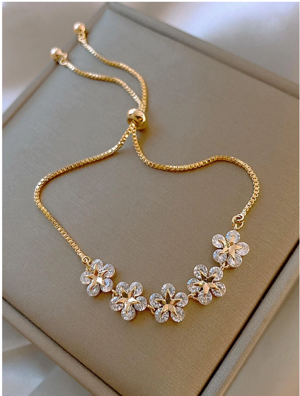 Sparkling Elegance: Single Piece Cubic Zirconia Adjustable Bracelet for Effortless Glamour!