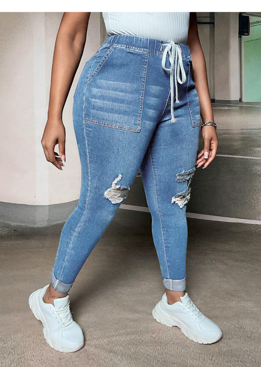 Curve Appeal: Rock Your Style with SXY Distressed Plus Size Jeans!