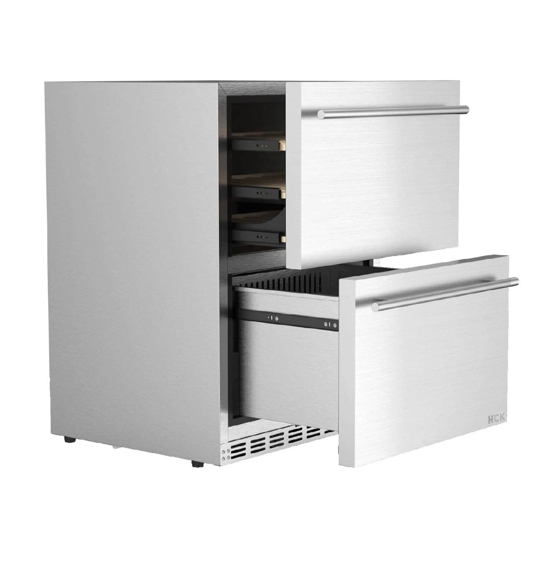 Arctic Oasis: HCK 24-Inch All-Weather Indoor/Outdoor Refrigerator Cabinet with Built-in Beverage Fridge!