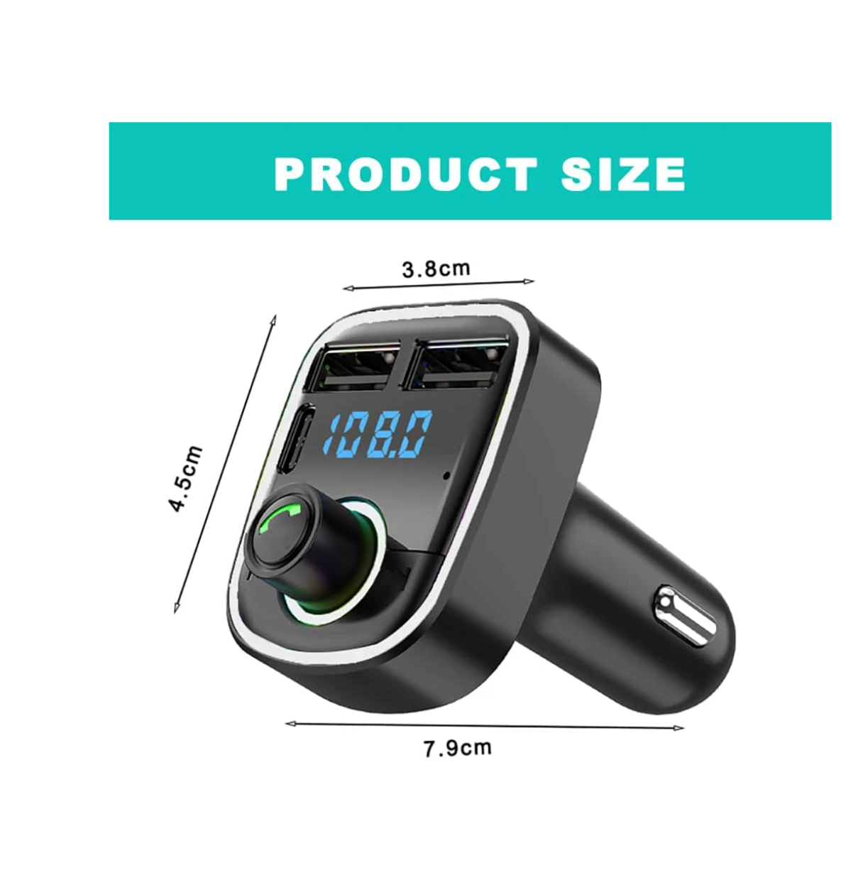 Drive in Harmony: Car Bluetooth 5.0 Wireless Handsfree FM Transmitter with 2 USB+PD Charger – Your Ultimate Car Kit for Seamless Journeys!