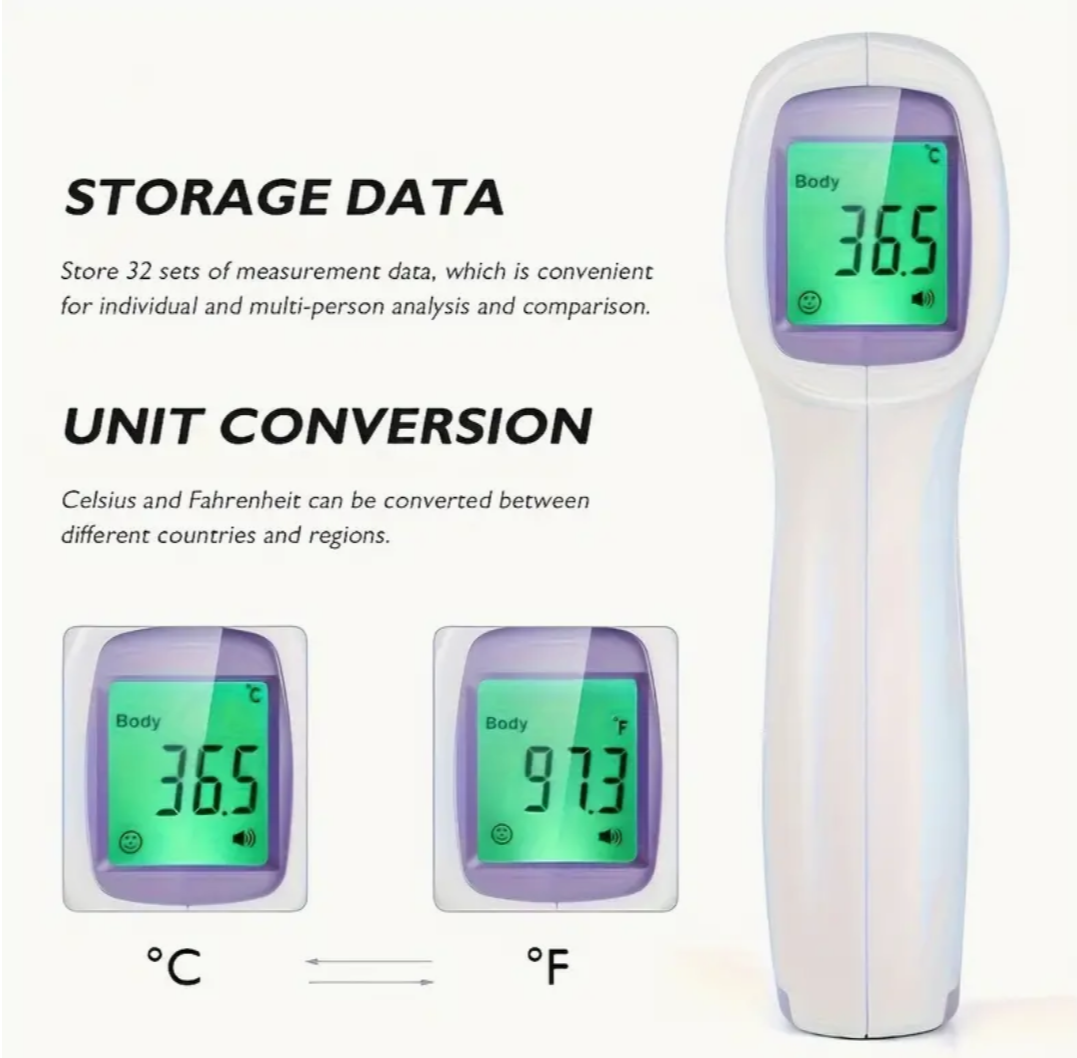 Touchless Precision: 2-in-1 Infrared Thermometer with Fever Alarm – Instant Accuracy for Christmas and Thanksgiving Gifting!