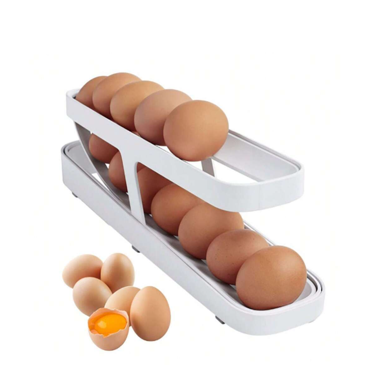 Eggcellent Roll-Down Dispenser: Space-Saving, Anti-Stick White Holder for All Chicken and Duck Eggs!