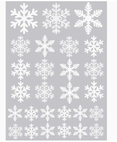 "Winter's Whimsy Unleashed: 27pcs Christmas Snowflake Wall Sticker Set - Removable Vinyl Art Decals for Festive Window and Wall Décor"