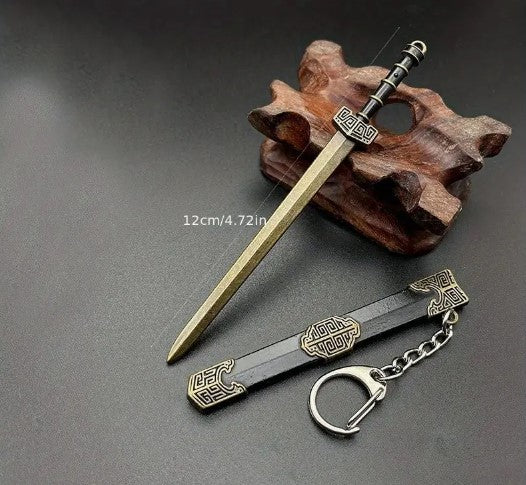 Pocket-Sized Elegance: Mini Ancient Style Sword Model Keychain Pendant with Pull-Out Sword Toy Feature!