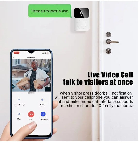 "Secure Smart Entry: Wireless Doorbell Camera with HD Night Vision, Two-Way Calls, and App Control for Ultimate Home Security and Convenience!"