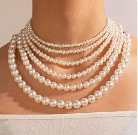 Exquisite Elegance Unveiled: Handmade Strand Bead Necklace with Imitation Pearls - New Trendy Jewelry Gift Embracing Men's and Women's Tempered Style!
