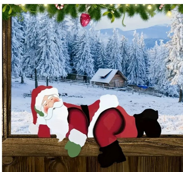 "Santa's Merry Greeting: Festive Plastic Fence Peeker for Christmas & Theme Decor!"