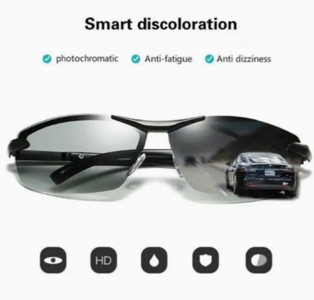 Drive Smart: Polarized Photochromic Sunglasses - Men's Transition Lens Sunglasses for Smooth Driving, No Case Needed
