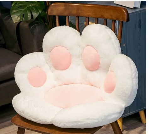 "CozyCartoon: 25.59-inch Half Wrap Bear Paw Cushion - Winter Office or Student Seat Cushion with Quirky Cat Paw Design"