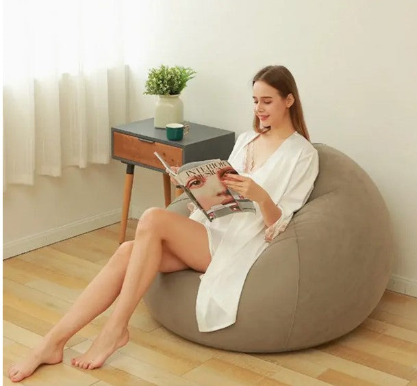 "CozyAir: Portable Beanless Inflatable Chair - Washable Outdoor Lazy Sofa for Girls & Boys, Folding Coffee-Colored Couch"