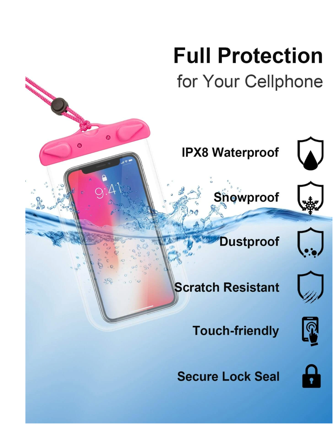 Aquashield Duo: 2pcs Clear Waterproof Phone Bags with Stylish Lanyards – Dive into Ultimate Protection!