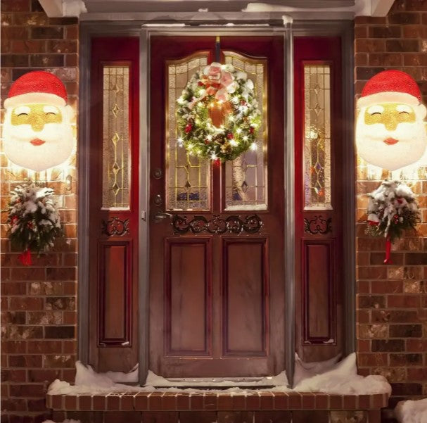 "Santa's Festive Greetings: Christmas Porch Light Cover for Outdoor Holiday Decor"
