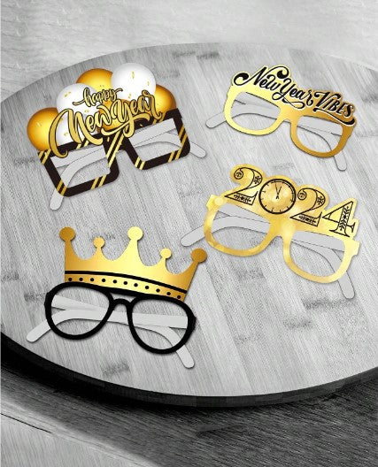 Shine into 2024 Celebrate with 12 Pairs of Joyful New Year Glasses & Party Essentials