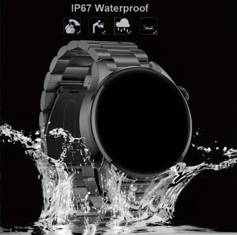 Ultimate Business Smartwatch for Men: Stainless Steel Three-Strap Design, Music, Calls, Health Monitoring - iPhone & Android Compatible, IP67 Waterproof