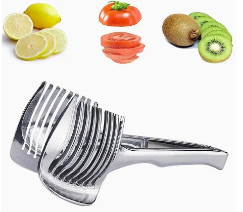 "Effortless Slicing: Stainless Steel Kitchen Utensil for Tomatoes, Lemons, and Onions!"