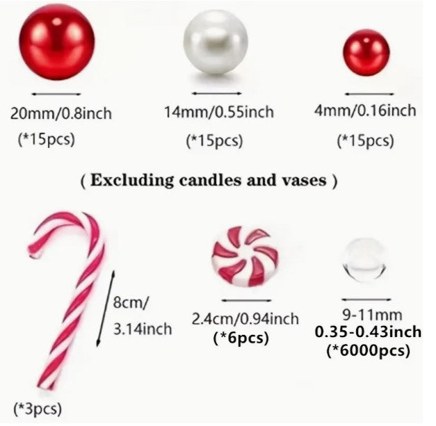 "Candy Cane & Pearl Elegance: Vase Filling for Stunning Table Decor at Weddings, Showers, and Special Events"