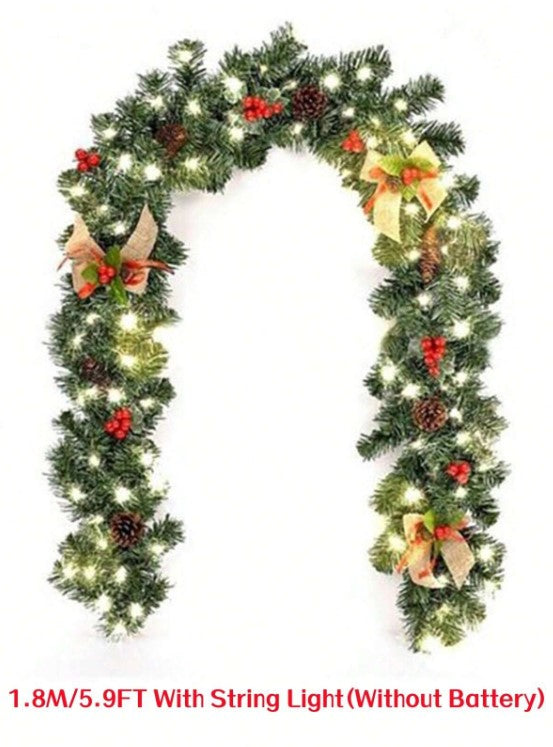 Deck the Halls with 5.9ft Artificial Christmas Garland: Greenery, Pine Cones, Red Berries Perfect for Indoor, Outdoor, Stairs, Mantles, Front, Weddings, Xmas, and New Year Party Decor