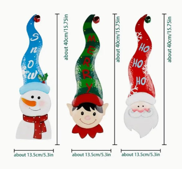 "Whimsical Trio: Christmas Garden Stakes - Festive Outdoor Yard Signs for Cheerful Holiday Decor!"