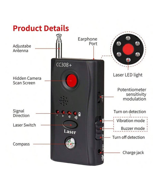 Shield Your Privacy: Unveiling the 1pc Full Range Anti-Spy Bug Detector – Your Mini Wireless Camera & GSM Signal Guardian!