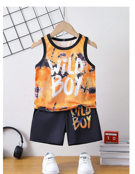Summer Swag: Cooltwn Kids 2pcs Fashionable Printed Vest Top and Shorts