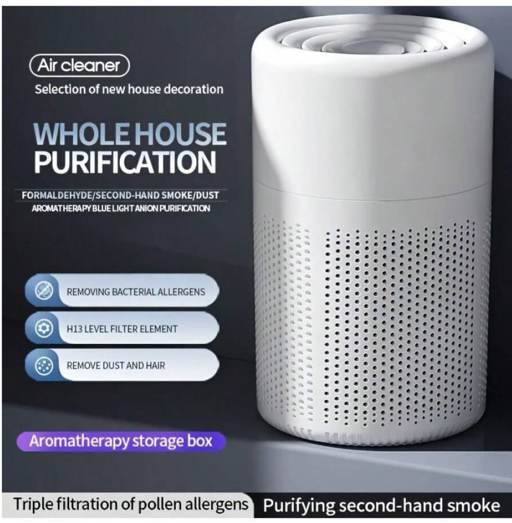 Breathe Pure Bliss: HEPA Air Purifier for Home with Fragrance Sponge, Activated Carbon Filter – Banish Odors, Dust, and Allergens in Style! Ideal for Office, Living Room, Bedrooms, and Perfect as a Gift with USB Power Cord