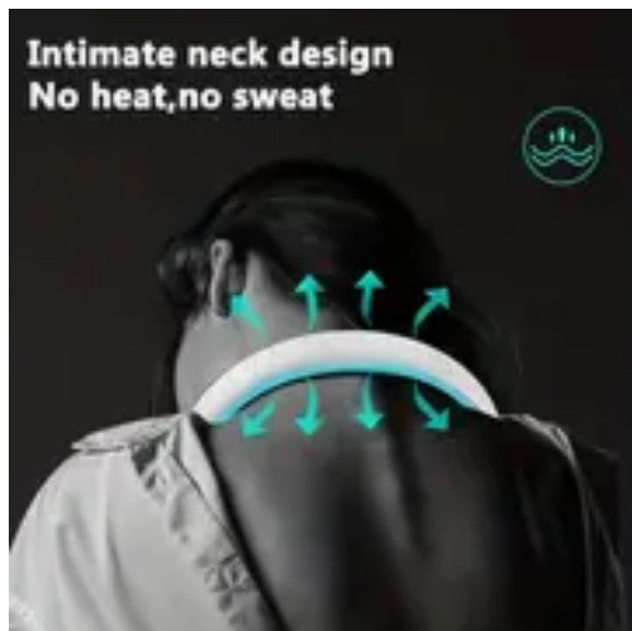 "Breeze On-the-Go: Portable Leafless Hanging Neck Fan - Stay Cool Anywhere with USB Charging Convenience!"