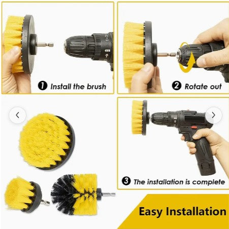 Power Up Your Cleaning: 3-Piece Drill Brush Set for Sparkling Surfaces - Effortless Cleaning Kit for Grout, Floors, Tubs, Showers, Tiles, and More