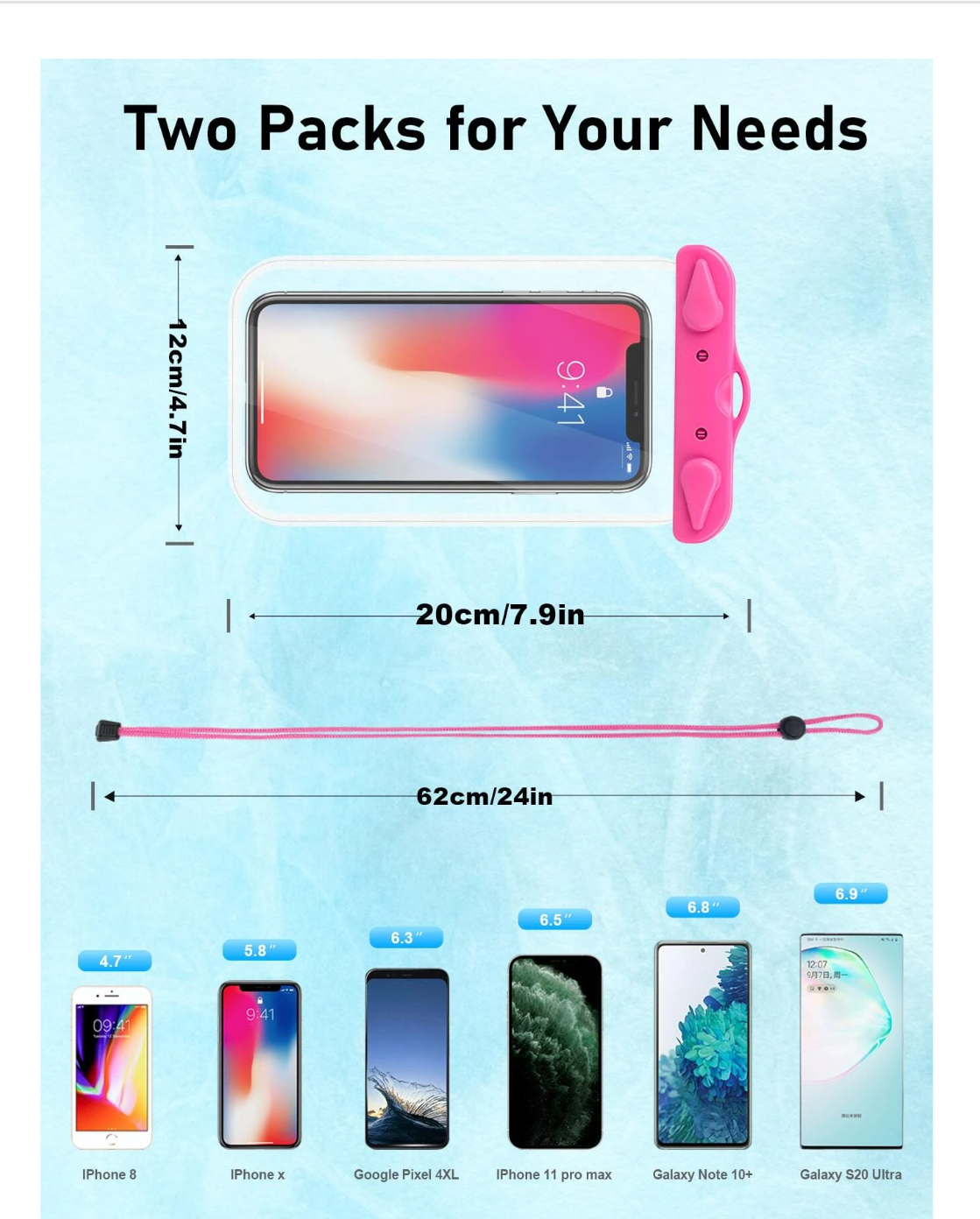 Aquashield Duo: 2pcs Clear Waterproof Phone Bags with Stylish Lanyards – Dive into Ultimate Protection!