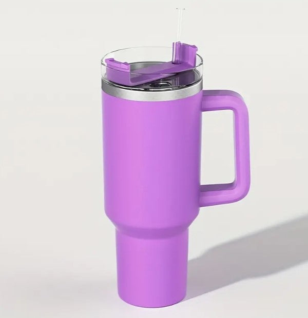 Frostbite Guardian: 40oz 304 Stainless Steel Handled Car Cup - Insulated Double Vacuum Ice Bully Cup with Straw for Chilled Hydration