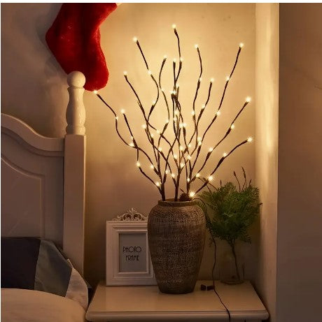 "Radiant Whimsy: 20 LED Branch Fairy Lights for Indoor Decor - Ideal for Weddings, Birthdays, and Christmas Celebrations"