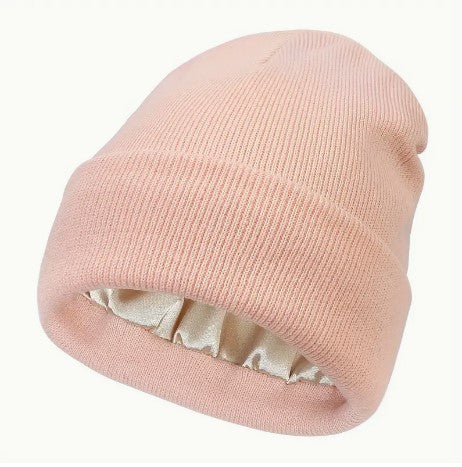 Satin Elegance: Soft Coldproof Satin Lined Beanie - Solid Color Skull Cap, Elastic Knit Hats, Warm Cuffed Beanies for Women & Men in Autumn & Winter