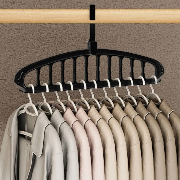 Maximize Closet Space: 3pc Foldable Heavy Duty Multi-Hole Plastic Hangers - Smart Wardrobe Organizers for Home, Dorms, and Back to School