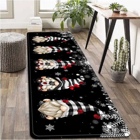 Whimsical Christmas Rug: Non-Slip Festive Polyester Rug for a Merry Hallway, Laundry Room, and Entrance - Washable Household Decor Bringing Holiday Cheer