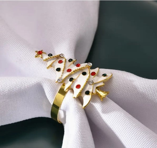 "Golden Elegance: 6pcs Napkin Rings for Festive Table Settings & Special Occasions