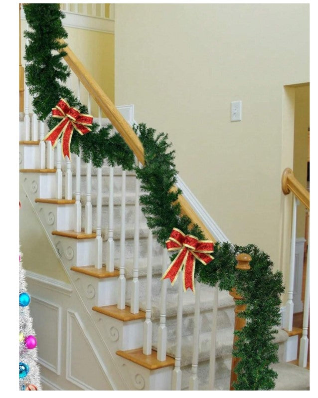 "Embrace Festive Elegance: 8.8FT Artificial Greenery Christmas Garland - Perfect Non-Lit Decor for Indoor & Outdoor Christmas Celebrations!"