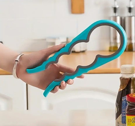 "Versatile Opening: 4-in-1 Multi-Purpose Can Opener with Non-Slip Grip"