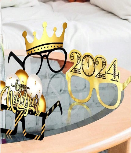Shine into 2024 Celebrate with 12 Pairs of Joyful New Year Glasses & Party Essentials