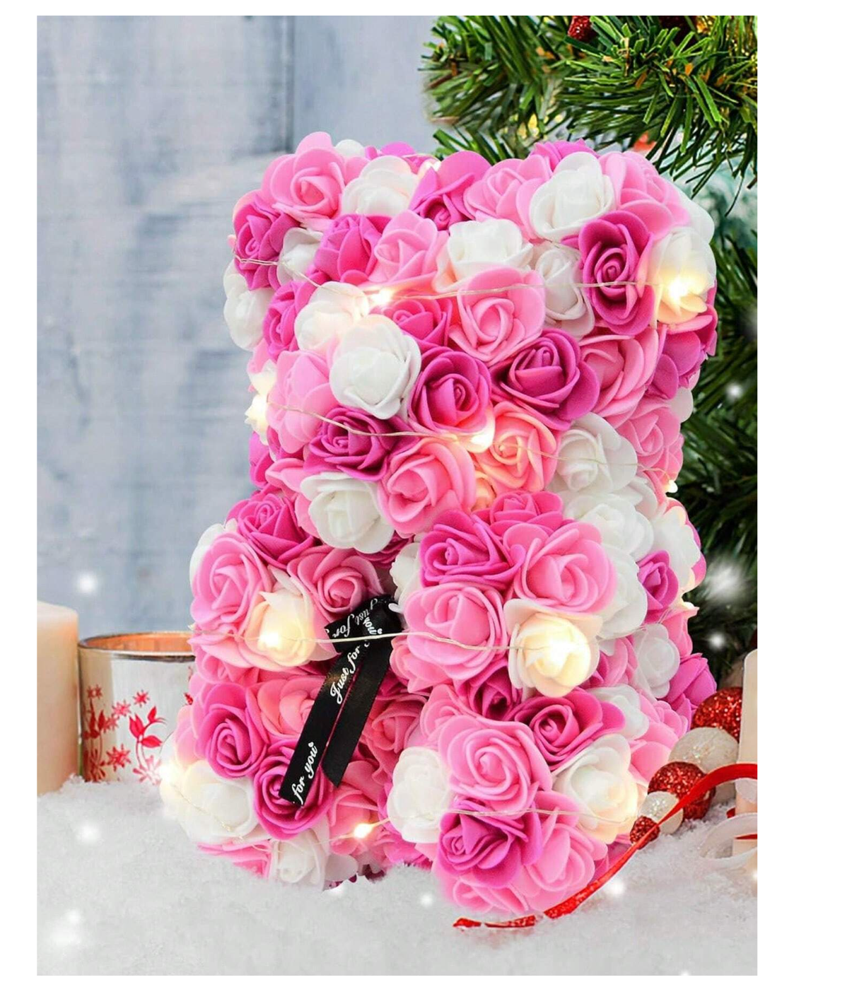 Embrace Forever: Enchanting Valentine's Day Gift - Eternal Rose Bear Crafted with Creative PE Foam Flowers