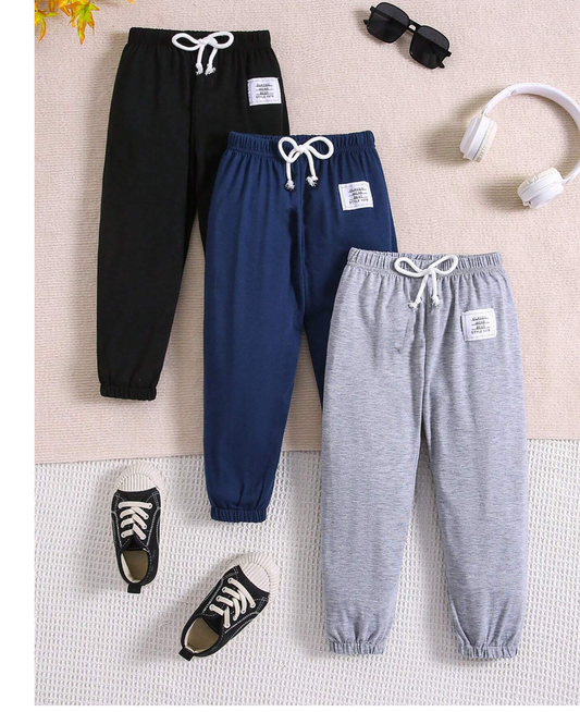 Tiny Trendsetter: 3-Piece Knotted Waist Casual Sports Pants for Boys 2-7 Years - Perfect for Spring, Summer & Autumn!