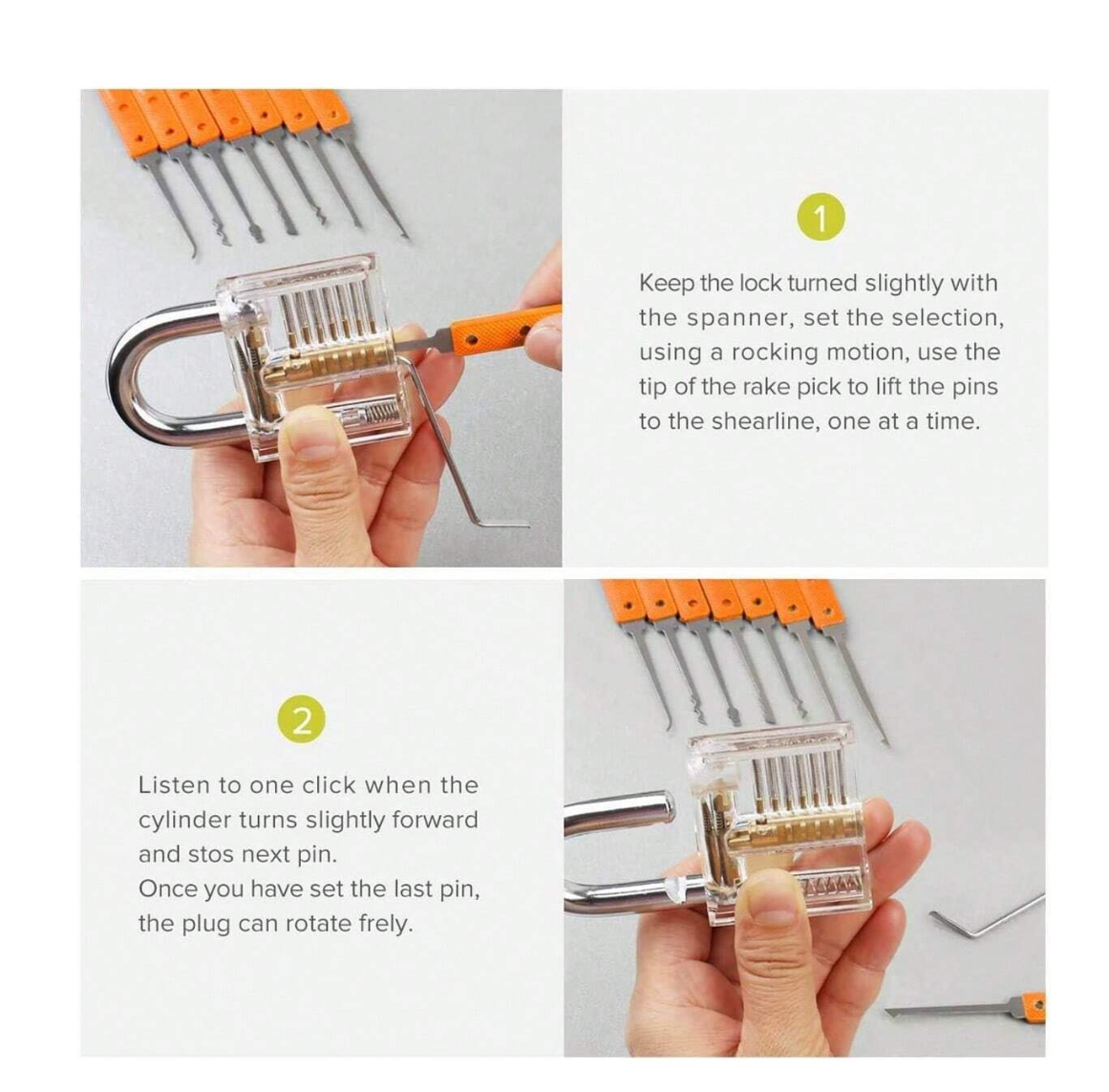 Unlock the Possibilities: 17Pcs Stainless Steel Lock Pick Set with Clear Practice Locks - Perfect for Beginners and Training! 🗝️🔒 #LockPickMasterclass