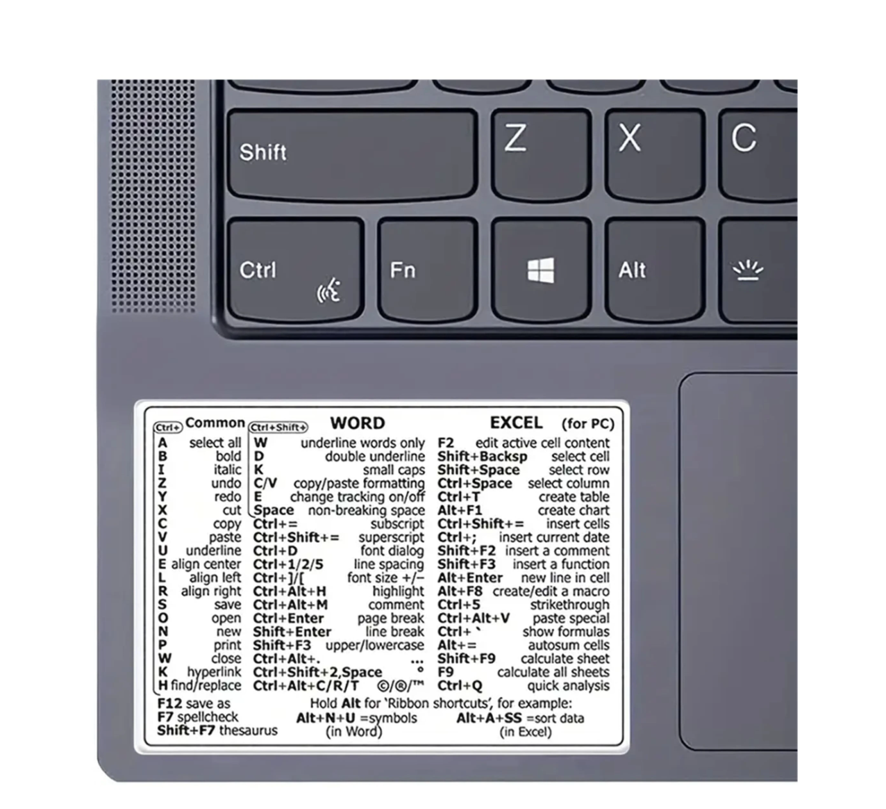 Effortless Efficiency: Master Word and Excel with our Ultimate Reference Keyboard Shortcut Sticker for Your Laptop!