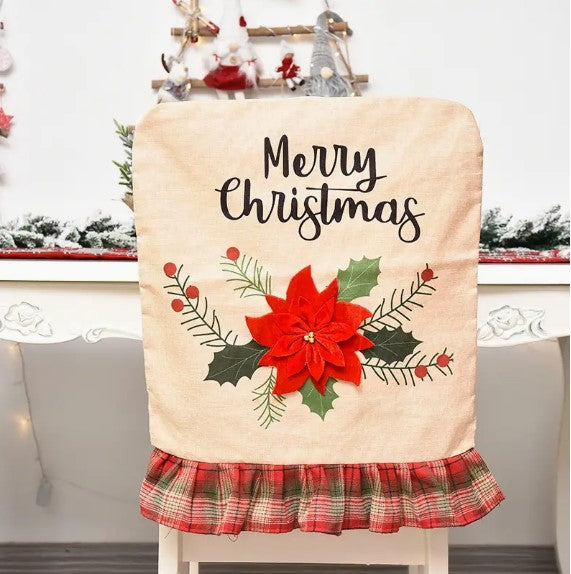 Christmas Festive Cheer: Set of 3 Printed Chair Covers for Dining Room Decor