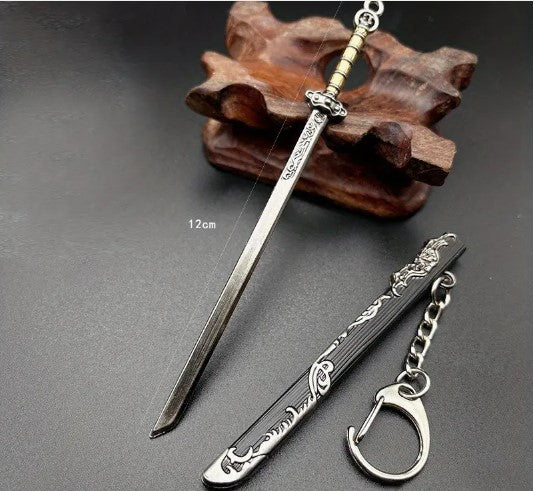 Pocket-Sized Elegance: Mini Ancient Style Sword Model Keychain Pendant with Pull-Out Sword Toy Feature!