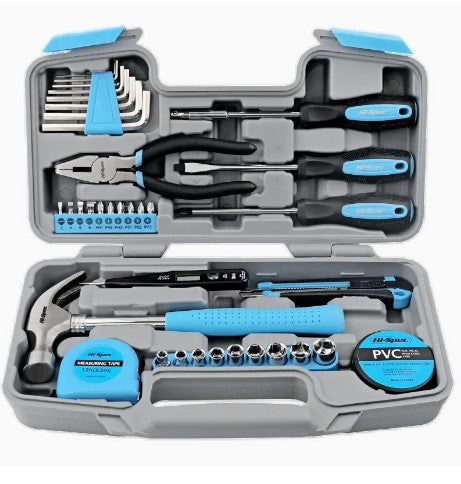 "Fix-It in Blue: 36-Piece Home Repair Toolkit - Portable Toolbox with Screwdrivers, Pliers, Hammer & Hex Wrenches"