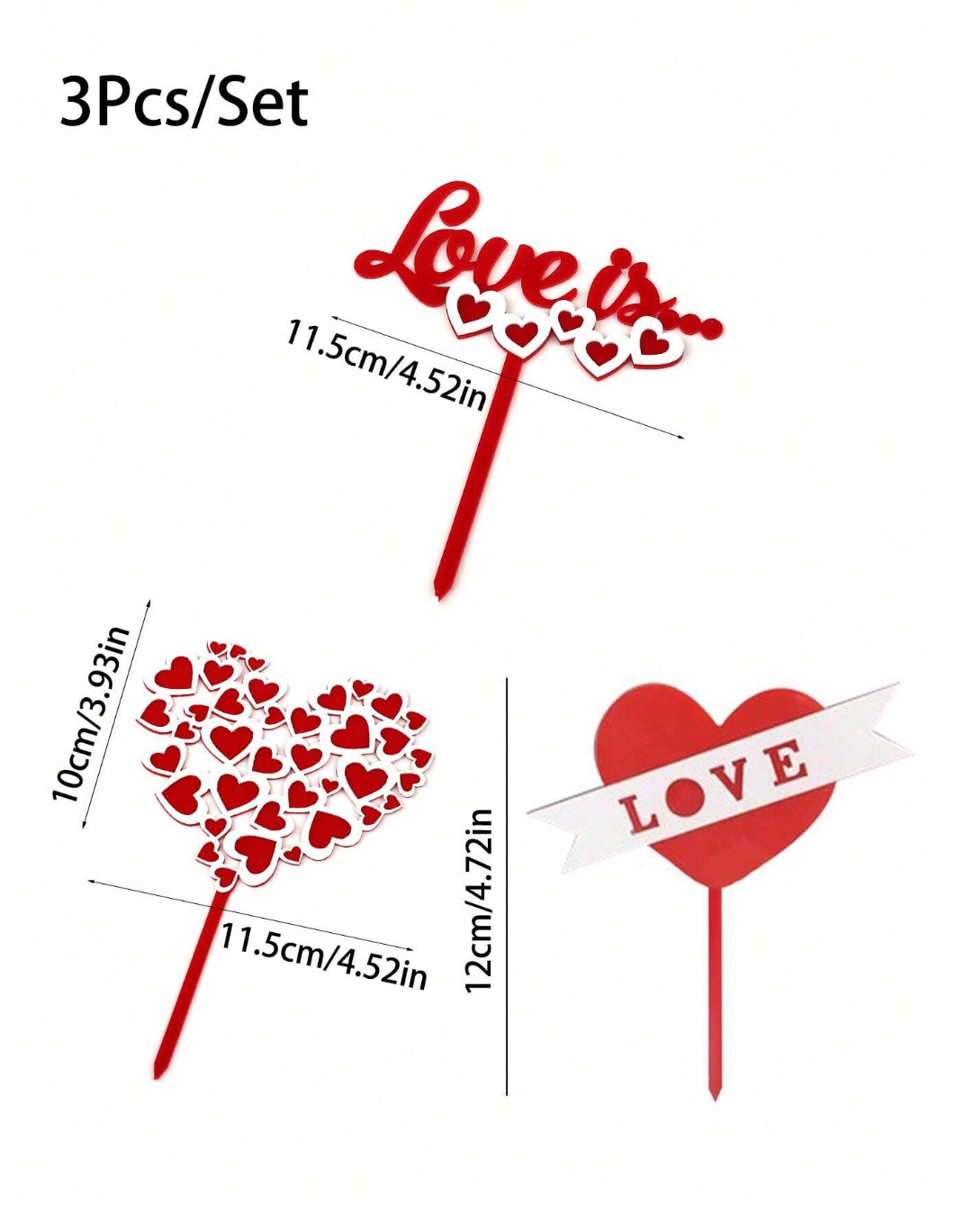 Love on Top: 5-Piece Acrylic Delight for Valentine's Day Cakes - Heartfelt Cake Toppers for a Sweet Celebration!