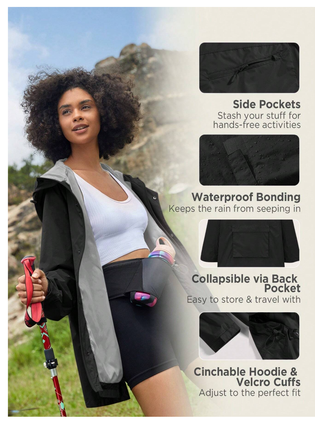 Embrace the Elements in Style: My Nature Women's Hooded Waterproof Windbreaker for Hiking, Sports, and Urban Adventures!