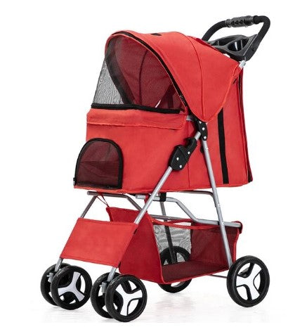 Versatile Pet Travel Solution: Detachable Baby Stroller and Dog Pull Cart - Double Layer, Lightweight, Four-Wheel Design for Ultimate Comfort and Mobility!