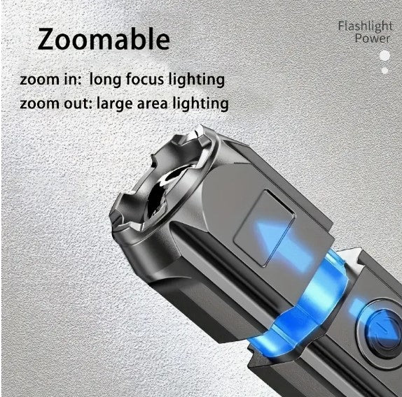 "Illuminate Your Adventures: Super Bright Zoomable Flashlight - Portable, Versatile, and Perfect for Outdoor and Home Use!"