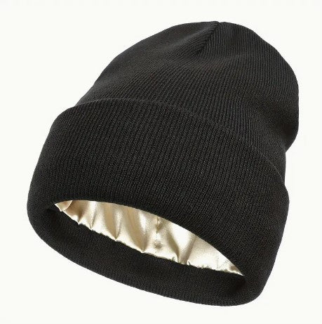 Satin Elegance: Soft Coldproof Satin Lined Beanie - Solid Color Skull Cap, Elastic Knit Hats, Warm Cuffed Beanies for Women & Men in Autumn & Winter