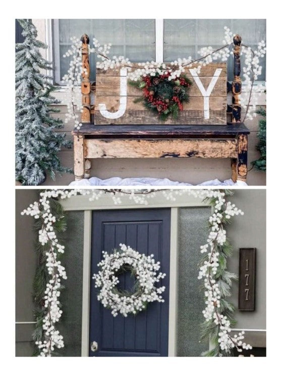 "Winter Wonderland Delight: 6 Feet Decorated Christmas White Berry Garland - Artificial Snowy Berries for Indoor/Outdoor Xmas Decor, Perfect for Staircases, Fireplaces, Windows & More!"